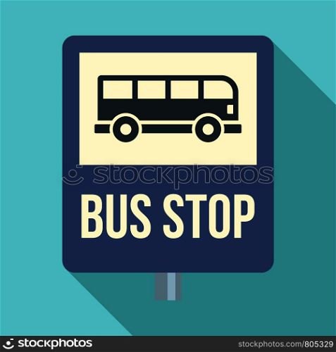 Bus stop traffic sign icon. Flat illustration of bus stop traffic sign vector icon for web design. Bus stop traffic sign icon, flat style