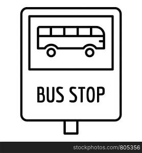 Bus stop traffic sign icon. Outline bus stop traffic sign vector icon for web design isolated on white background. Bus stop traffic sign icon, outline style