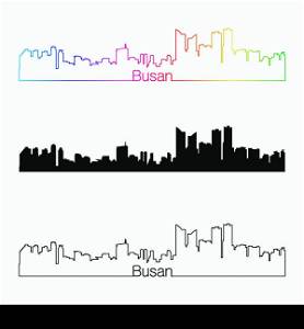 Busan skyline linear style with rainbow in editable vector file