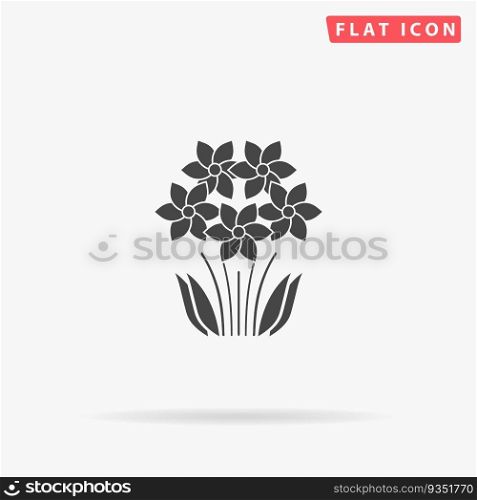 Bush Flower. Simple flat black symbol. Vector illustration pictogram