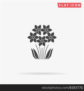 Bush Flower. Simple flat black symbol. Vector illustration pictogram