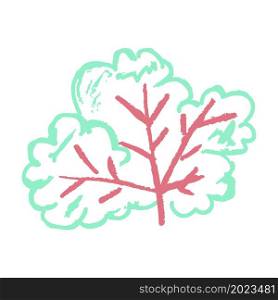 Bush. Icon in hand draw style. Drawing with wax crayons, colored chalk, children&rsquo;s creativity. Vector illustration. Sign, symbol, pin, sticker. Icon in hand draw style. Drawing with wax crayons, children&rsquo;s creativity