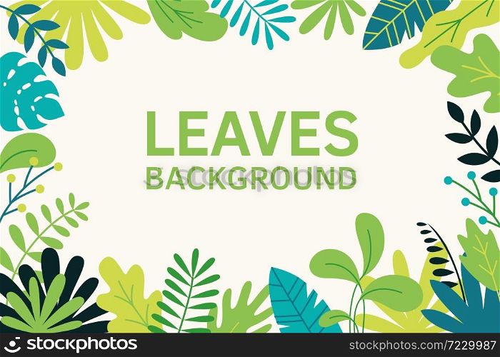 Bushes, plants and herbs background in madern flat style. Frame template for cards, posters, banners