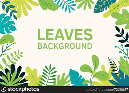 Bushes, plants and herbs background in madern flat style. Frame template for cards, posters, banners
