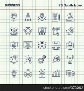 Business 25 Doodle Icons. Hand Drawn Business Icon set