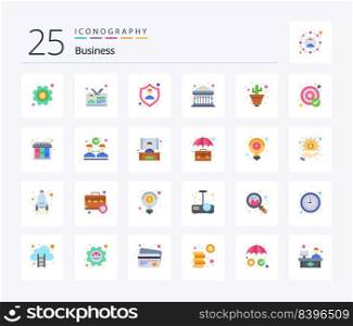 Business 25 Flat Color icon pack including cactus. finance. employee card. banking. employee insurance