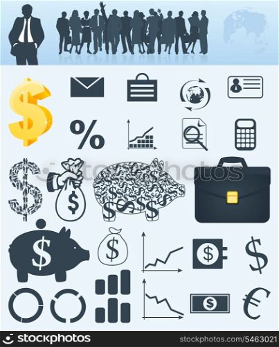 Business a collection. Collection business design of elements. A vector illustration