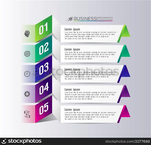 Business abstract background infographic template colorful with 5 step