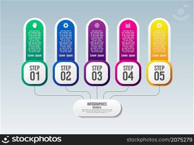 Business abstract background infographic template gradient with 5 step