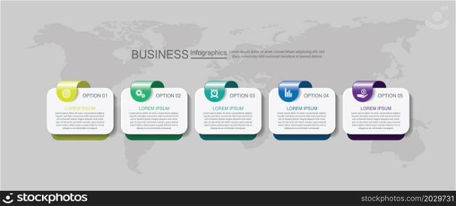 Business abstract background infographic template with 5 step
