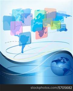 Business abstract background with world map. Vector illustration.