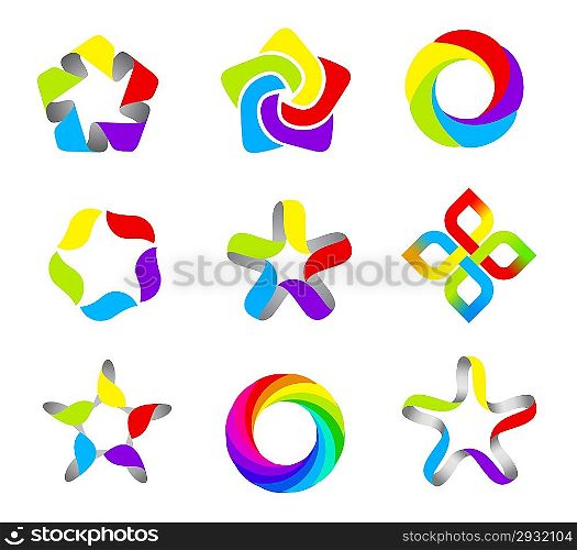 Business abstract logo template set. 5 point ribbon stars icon. Vector. Designed for any type of business.