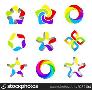 Business abstract logo template set. 5 point ribbon stars icon. Vector. Designed for any type of business.
