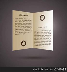 Business abstract paper infographics with folded brochure text and icons on dark background isolated vector illustration. Business Abstract Paper Infographics