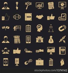 Business academy icons set. Simple style of 36 business academy vector icons for web for any design. Business academy icons set, simple style