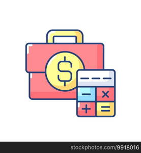 Business account RGB color icon. Track cash balance and transactions made by company during specific period. Money owned by person. Isolated vector illustration. Business account RGB color icon