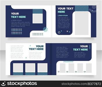 Business administration course bifold brochure template design. Half fold booklet mockup set with copy space for text. Editable 2 paper page leaflets. Josefin Sans Thin, Kanit-Bold, Regular fonts used. Business administration course bifold brochure template design