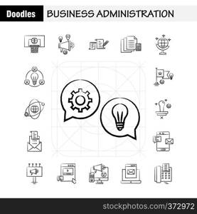 Business Administration Hand Drawn Icons Set For Infographics, Mobile UX/UI Kit And Print Design. Include: Classroom, Class, Education, School, Bulb, Idea, Clock, Award, Eps 10 - Vector