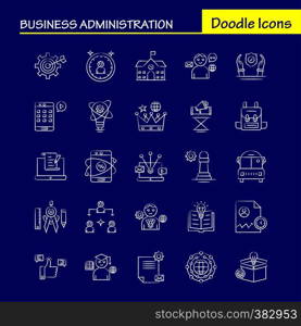 Business Administration Hand Drawn Icons Set For Infographics, Mobile UX/UI Kit And Print Design. Include: Basketball, Net, Basket, Game, Sports, Sound, Music, Volume, Eps 10 - Vector