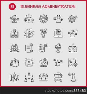 Business Administration Hand Drawn Icons Set For Infographics, Mobile UX/UI Kit And Print Design. Include: Basketball, Net, Basket, Game, Sports, Sound, Music, Volume, Eps 10 - Vector