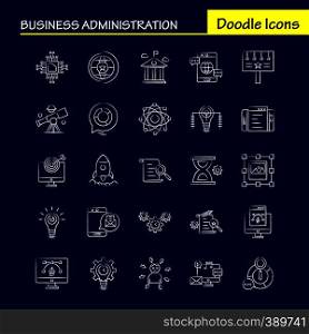 Business Administration Hand Drawn Icons Set For Infographics, Mobile UX/UI Kit And Print Design. Include: Eye, Eye Ball, Focus, Target, Chemical Bonding, Chemical, Eps 10 - Vector