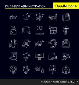 Business Administration Hand Drawn Icons Set For Infographics, Mobile UX/UI Kit And Print Design. Include: Classroom, Class, Education, School, Bulb, Idea, Clock, Award, Eps 10 - Vector