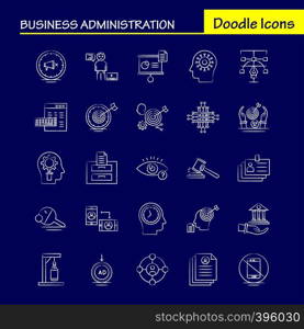 Business Administration Hand Drawn Icons Set For Infographics, Mobile UX/UI Kit And Print Design. Include: Document, File, Calculator, Text, Document, Profile, Cv, Time, Collection Modern Infographic Logo and Pictogram. - Vector