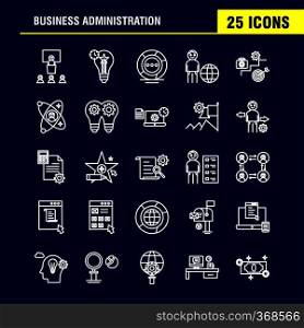 Business Administration Line Icons Set For Infographics, Mobile UX/UI Kit And Print Design. Include  Classroom, Class, Education, School, Bulb, Idea, Clock, Award, Eps 10 - Vector