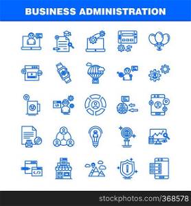 Business Administration Line Icons Set For Infographics, Mobile UX/UI Kit And Print Design. Include  Monitor, Computer, Screen, Search, Avatar, Gear, Website, Engine, Eps 10 - Vector