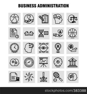 Business Administration Line Icons Set For Infographics, Mobile UX/UI Kit And Print Design. Include: Document, File, Calculator, Text, Document, Profile, Cv, Time, Collection Modern Infographic Logo and Pictogram. - Vector