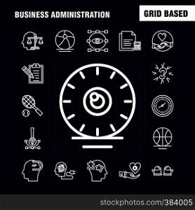 Business Administration Line Icons Set For Infographics, Mobile UX/UI Kit And Print Design. Include: Document, File, Calculator, Text, Document, Profile, Cv, Time, Collection Modern Infographic Logo and Pictogram. - Vector