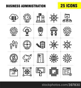 Business Administration Line Icons Set For Infographics, Mobile UX/UI Kit And Print Design. Include: Cloud, Router, Network, Internet, Arrow, Focus, Target, Direction, Collection Modern Infographic Logo and Pictogram. - Vector