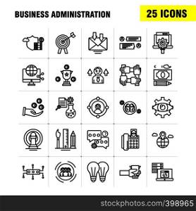 Business Administration Line Icons Set For Infographics, Mobile UX/UI Kit And Print Design. Include: Brain, Mind, Setting, Gear, Beaker, Chemical, Document, Gear, Collection Modern Infographic Logo and Pictogram. - Vector