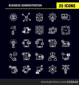 Business Administration Line Icons Set For Infographics, Mobile UX/UI Kit And Print Design. Include: Eye, Eye Ball, Focus, Target, Chemical Bonding, Chemical, Eps 10 - Vector