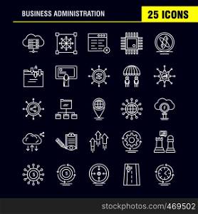 Business Administration Line Icons Set For Infographics, Mobile UX/UI Kit And Print Design. Include: Cloud, Router, Network, Internet, Arrow, Focus, Target, Direction, Collection Modern Infographic Logo and Pictogram. - Vector