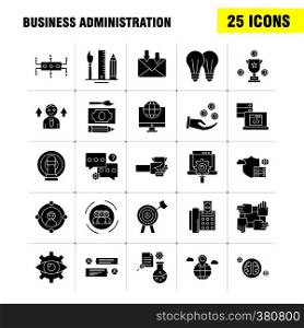 Business Administration Solid Glyph Icons Set For Infographics, Mobile UX/UI Kit And Print Design. Include: Document, File, Bill, Dollar, Document, File, Pen, Calendar, Collection Modern Infographic Logo and Pictogram. - Vector
