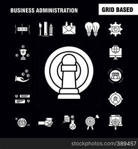 Business Administration Solid Glyph Icons Set For Infographics, Mobile UX/UI Kit And Print Design. Include: Document, File, Bill, Dollar, Document, File, Pen, Calendar, Collection Modern Infographic Logo and Pictogram. - Vector