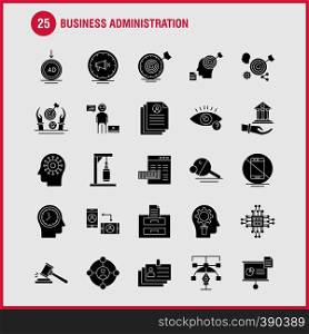 Business Administration Solid Glyph Icons Set For Infographics, Mobile UX/UI Kit And Print Design. Include: Document, File, Calculator, Text, Document, Profile, Cv, Time, Collection Modern Infographic Logo and Pictogram. - Vector