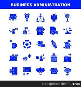 Business Administration Solid Glyph Icons Set For Infographics, Mobile UX/UI Kit And Print Design. Include: Brain, Mind, Setting, Gear, Beaker, Chemical, Document, Gear, Collection Modern Infographic Logo and Pictogram. - Vector