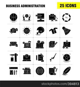 Business Administration Solid Glyph Icons Set For Infographics, Mobile UX/UI Kit And Print Design. Include: Letter, Music, Sound, Volume, Certificate, Degree, Certification, Education, Collection Modern Infographic Logo and Pictogram. - Vector