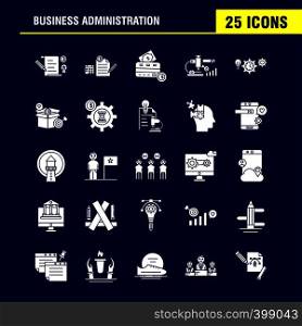 Business Administration Solid Glyph Icons Set For Infographics, Mobile UX/UI Kit And Print Design. Include: Pencil, Smartphone, Scale, Vector, Helmet, Protection, Sports, Games, Collection Modern Infographic Logo and Pictogram. - Vector