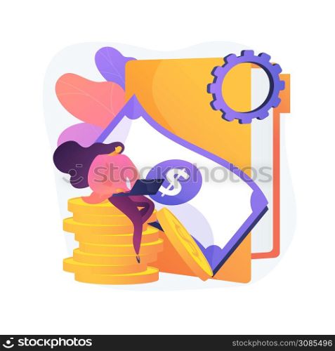 Business advisor. Successful entrepreneur. Business investment. Accountant with laptop cartoon character. Accounting, bookkeeping, savings account. Vector isolated concept metaphor illustration. Financial consultant vector concept metaphor