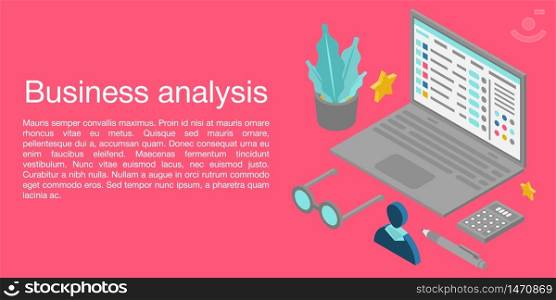 Business analysis concept banner. Isometric illustration of business analysis vector concept banner for web design. Business analysis concept banner, isometric style