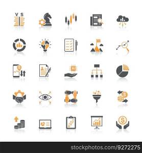 Business Analysis Icon Set With Reflect On White Background