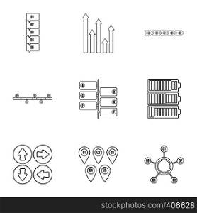 Business analyst icons set. Outline illustration of 9 business analyst vector icons for web. Business analyst icons set, outline style