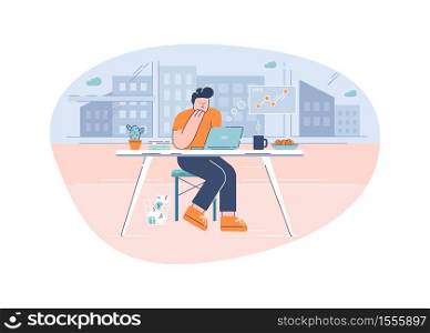 Business analyst semi flat vector illustration. Freelancer analyzing stock market statistics 2D cartoon character for commercial use. Corporate accounting and financial analysis, remote job. Business analyst semi flat vector illustration
