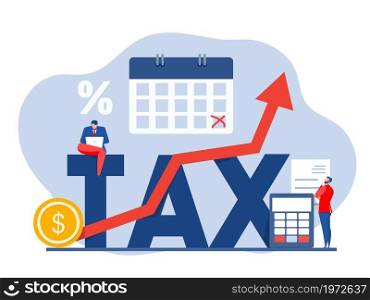 business analyst Tax with calculating and financial statistics. Statistics, calculation of the financial risk graph. Vector illustration