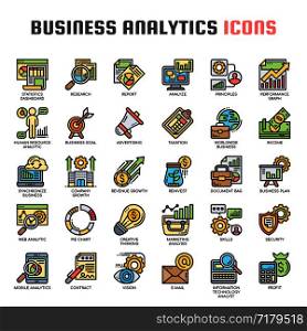 Business Analytics , Thin Line and Pixel Perfect Icons
