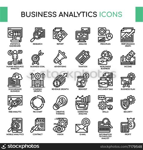 Business Analytics , Thin Line and Pixel Perfect Icons