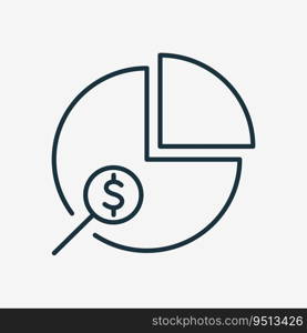 Business and Finance Analysis Line Icon. Diagram Chart, Dollar Symbol, Magnifying Linear Icon. Analyzing of Statistics Chart. Economy concept. Editable stroke. Vector illustration.. Business and Finance Analysis Line Icon. Diagram Chart, Dollar Symbol, Magnifying Linear Icon. Analyzing of Statistics Chart. Economy concept. Editable stroke. Vector illustration